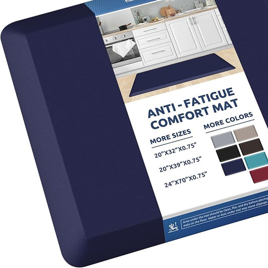 KitchenClouds Kitchen Mat Cushioned Anti Fatigue Rug 24"x70" Waterproof, Non Slip, Standing and Comfort Desk/Floor Mats for House Sink Office (Blue)