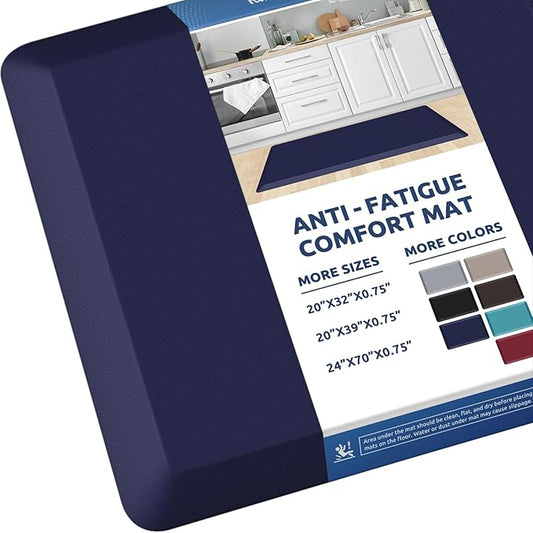 KitchenClouds Kitchen Mat Cushioned Anti Fatigue Rug 20"x39" Waterproof, Non Slip, Standing and Comfort Desk/Floor Mats for House Sink Office (Blue)