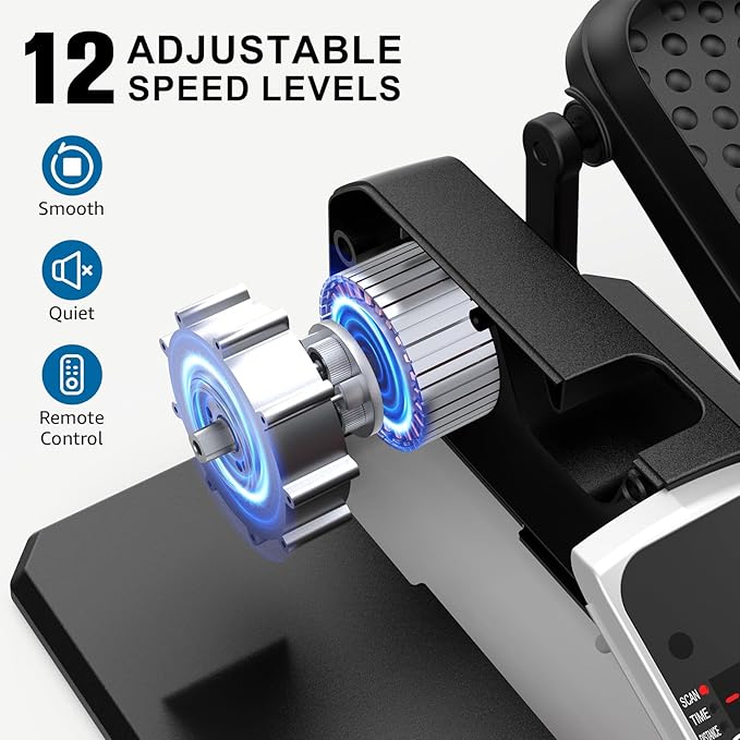 VIVURN-018 Under Desk Elliptical 5 Mode 12 Speed Low Impact Mini Electric Leg Exerciser As Seen on TV While Sitting for Seniors with Non-Slip Mat Quiet&Portable Seated Elliptical for Home and Office