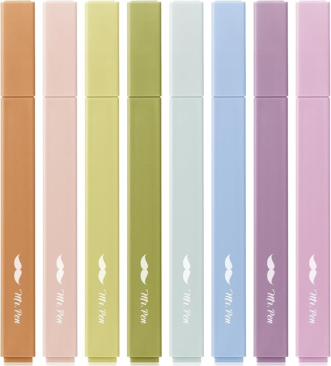 Mr. Pen- Aesthetic Highlighters, 8 Pack, Chisel Tip, Verdant Earth, Cute Highlighters Assorted Colors
