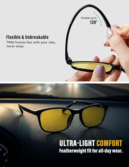 TIJN Sleep Glasses for 99.9% Blue Green Light Blocking for Women Men Dual AR Coating Red Lens for Computer Gaming, TR90