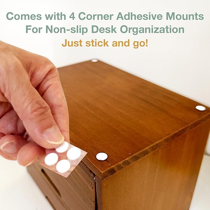 Vintage 2-Drawer Desk Organizer - Wood Countertop Drawer Organizers - 2-Tier Wooden Desktop Monitor Riser w/Drawers - Organization and Storage Drawers for Desk - Stackable Drawers - File Drawer Unit