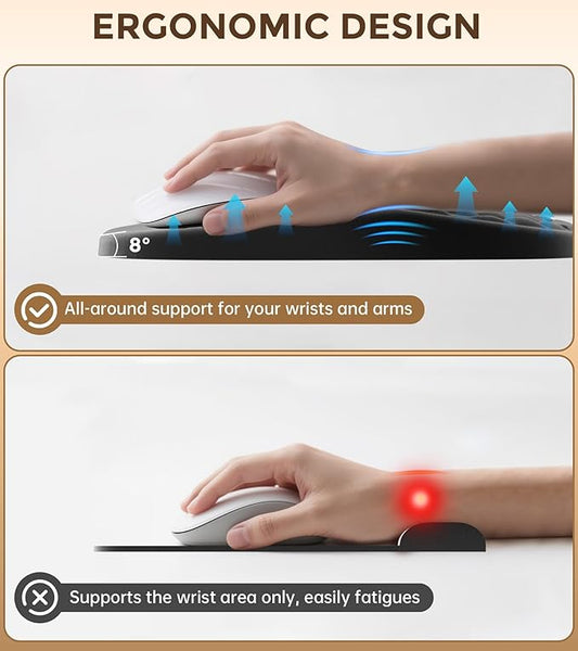 AUEDROT Ergonomic Mouse Pad with Wrist Rest 2 in 1 Mousepad with Wrist Support, Memory Foam Desk Mouse Mat with Massage Nubs & Gel PU Non-Slip Base, Suitable for Office & Gaming, As a Gift, Black