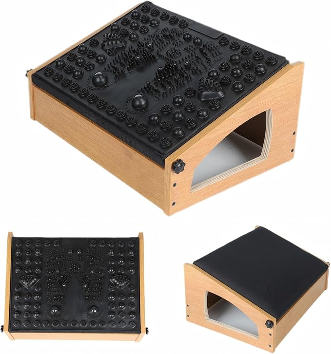 Ergonomic Foot Rest, 4 Adjustable Height Foot Stool,Footrest Under Desk， Flip Over Office Desk Foot Rest, Improving Posture, Promoting Blood Circulation（Natural）