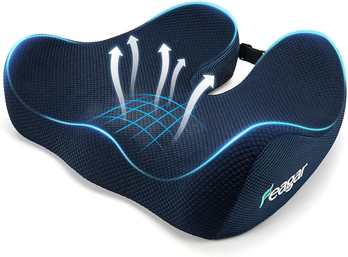 Feagar Seat Cushion - Office Chair Cushion for Hip, Sciatica & Tailbone Pain Relief - Memory Foam Pressure Relief Seat Cushion, Large Wrapped Design for Wheelchair, Car Seat & Long Sitting (Blue)