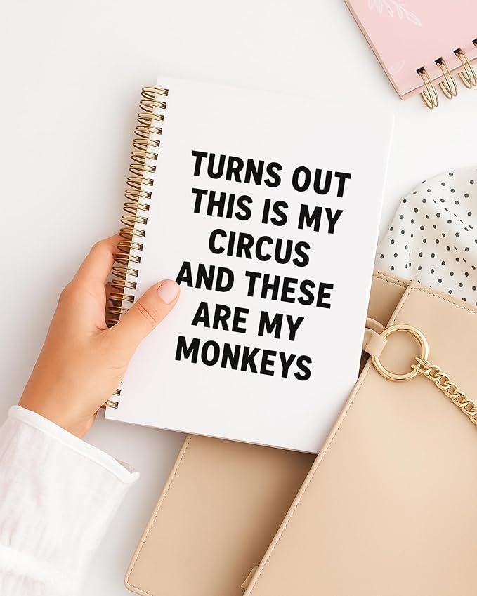 Funny Office Supplies Notebook, Work Journal Notebook for Women Men Coworkers, Turns Out These Are My Monkeys and These Are My Monkeys Humor Spiral Notebook, 5.5x8.3 Inch 564