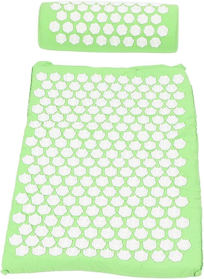Massage Acupressure Mat Pillow Set, Massage Cushion Pillow Set for Muscle Relaxation and Stress Relief, Yoga Sit Lying Mat to Relieve Body Pain and Improve Blood Circulation(Green)