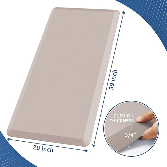 KitchenClouds Kitchen Mat Cushioned Anti Fatigue Rug 20"x39" Waterproof, Non Slip, Standing and Comfort Desk/Floor Mats for House Sink Office (Khaki)