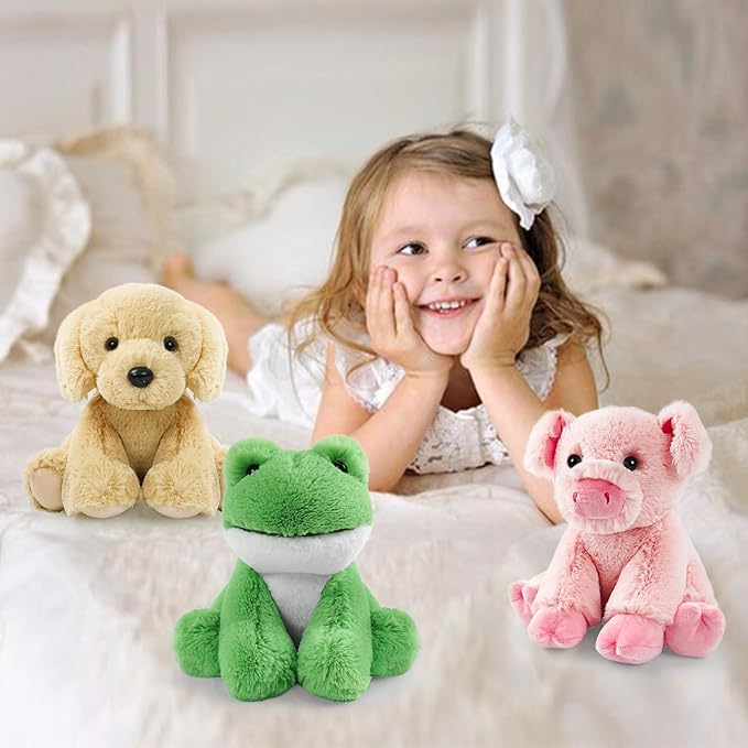 Plush Frog Sitting Toys Stuffed Animal, Realistic Frog Stuffed Animal Plush Toy Filled in Limbs 8.5 Inch Soft Huggable Gifts for Kids with Stuffed Animals Birthday Gift for Girls Boys