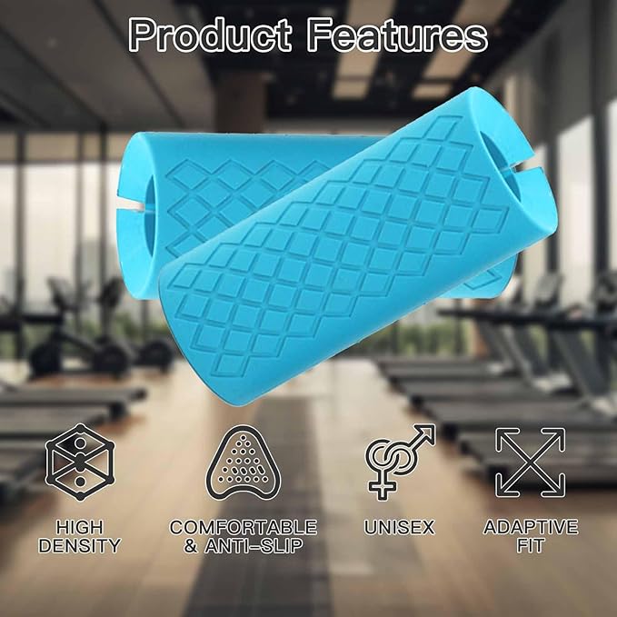 Thick Dumbbell & Barbell Grips for Weightlifting - High-Density Silicone Rubber, Non-Slip Gym Grips for Muscle Growth, Hand Stress Relief, Arm Blaster Adapter (1 Pair)