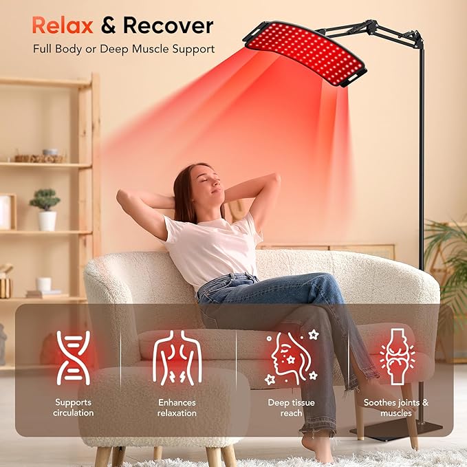 Red Light Therapy for Face Body - Infrared Lamp with Stand, 3-in-1 Use LED Light Therapy Device, 660nm Red Light & 850nm Near Infrared Light for Home Use, Ideal Gift