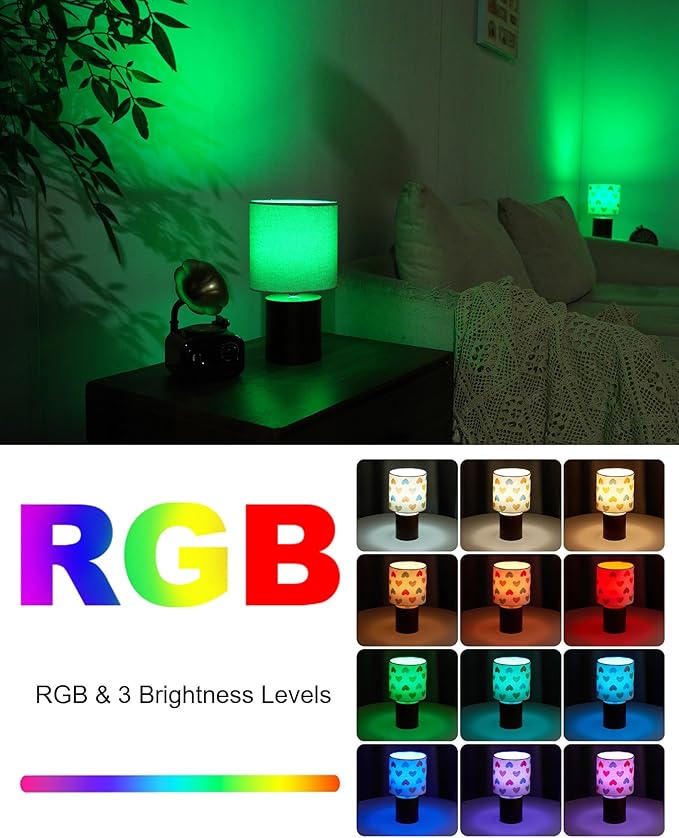 UMEXUS Rechargeable Cordless Table Lamp with Timer, Remote, Dimmer, Wood Small Battery Operated Lights Patio, Warm Bedroom Nightstand Lamp, RGB Ambient Lighting for Home Dinner Side End Table Kitchen
