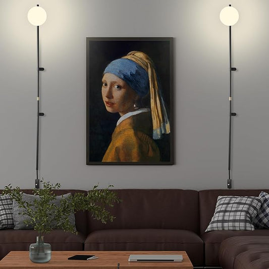 Modern Plug in Wall Sconce Globe Shade Indoor Wall Light, LED Wall Mounted Lamp with Plug in Switch, Wall Lamp for Bedroom Living Room Study Hallway Bedside etc.