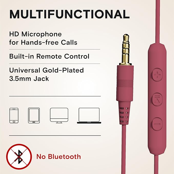 ARTIX CL750 On-Ear Headphones Wired with Mic and Volume Control — Noise Isolating Corded Over Ear Headphones with Microphone for Laptop and Computer, Plug in Headset with Cord (Aux Jack 3.5mm)