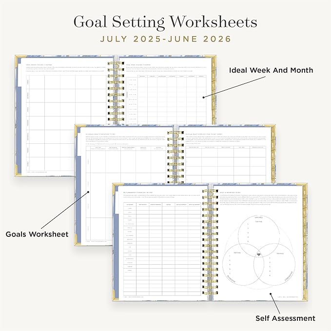 Day Designer 2025-2026 Daily Planner – Premium Planner for Stylish Organization. Combines Monthly Calendar, Hourly Schedule, To-Do List, Gratitude, Goal Setting, Inspirational Quotes, Stickers & More. Elegant laminated Cover with Gold Accents (Azure)