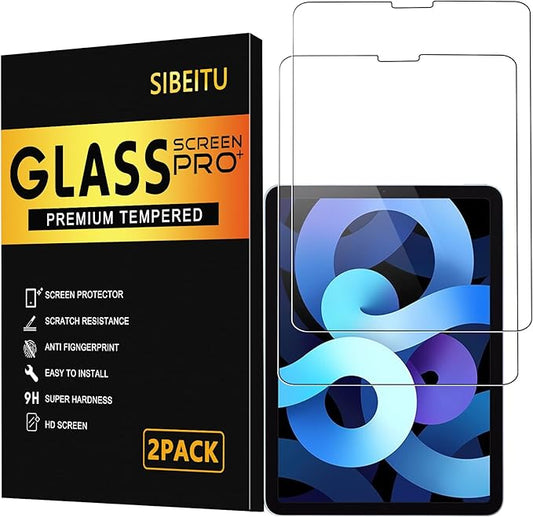 SIBEITU 2 Pack Screen Protector for iPad Air 5th 4th Generation 10.9 Inch 2022/2020, HD Clear 9H Tempered Glass for iPad Pro 11 Inch 2022/2021/2020/2018, Case Friendly, Resistant & Touch Sensitive