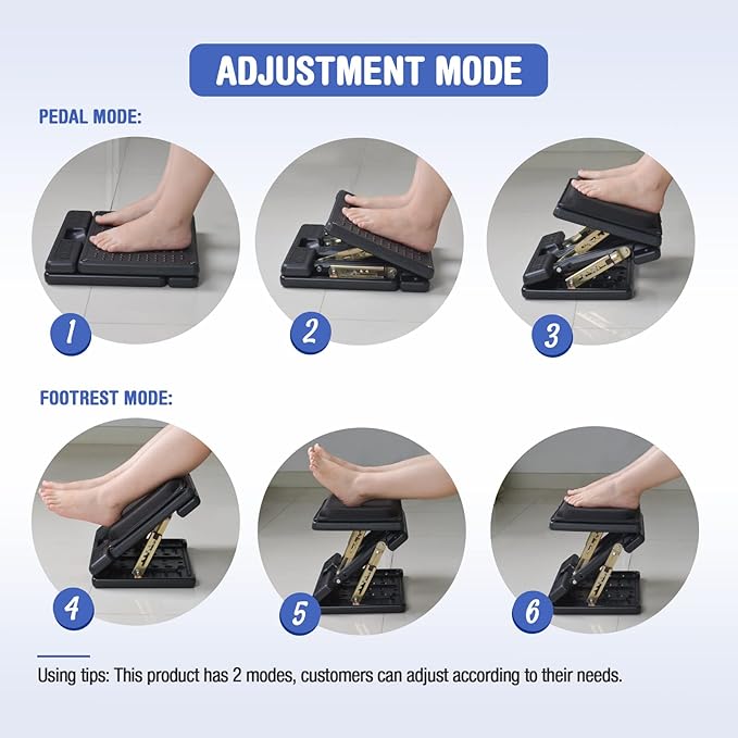 Adjustable Footrest with Removable Foam Cushion, Under Desk Footrest with Massage Beads for Car, Home, Office Stool, 4-Level Height for Improved Posture Back&Hip Pain Relief(Black Plus)