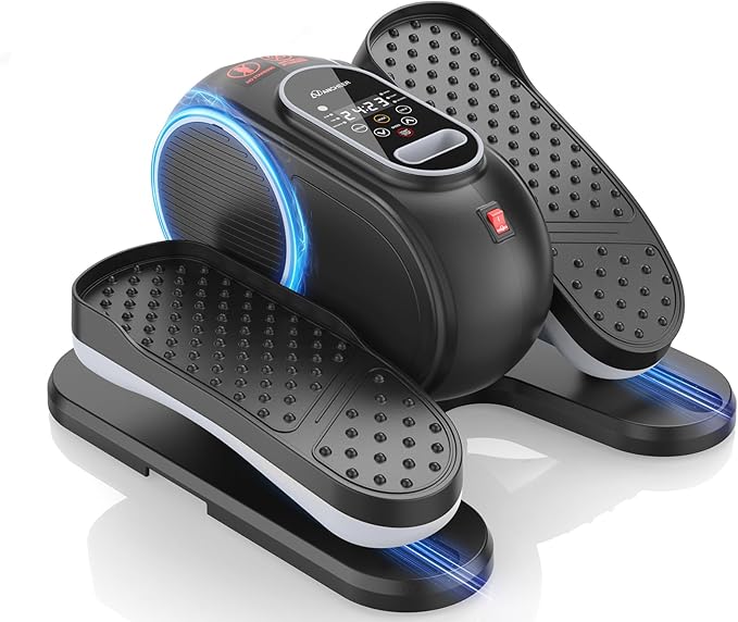 ANCHEER Under Desk Elliptical, 24-in-1 (12 Auto & 12 Manual) Elliptical Machine with Wireless Remote&Dual-Direction, Quiet Compact Leg Exerciser for Home Office