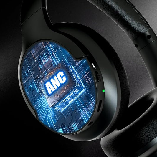 Over The Ear ANC Bluetooth Headphones, 60H Playtime Active Noise Cancelling Wireless/Wired Headphones with Microphone, Cheap Stereo Foldable Lightweight Headset for PC,TV, and Cell Phones