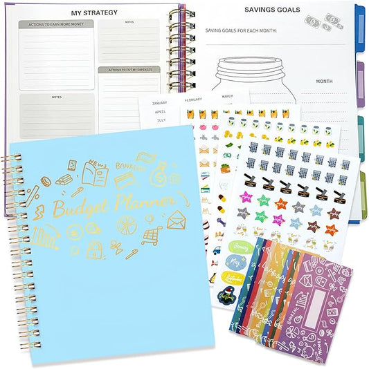 Budget Planner - B5(9.2x7'') Monthly Bill Organizer With Expense Tracker Notebook, Undated Financial Planner Budget Book To Take Control Of Your Money, Large Month Account Book With Pockets (C)