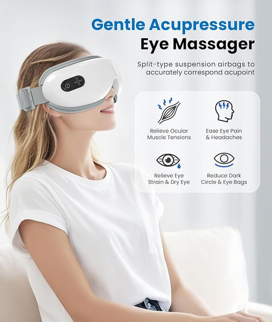 VANI Eyeliber 2 Plus Eye Massager with Remote, Birthday Gifts for Women/Men Her Him, Headache Massager for Migraines, Heated Eye Mask for Reducing Eye Strain, Dark Circles and Dry Eyes