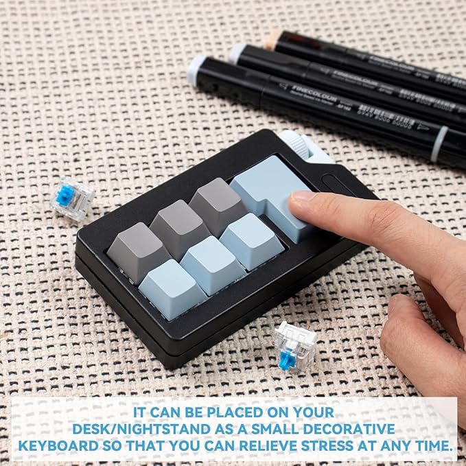 Keyboard Fidget Clicker Toy for Adults, Fidget Keyboards Sensory Fun Toys for Anxiety Decompression, Gift Christmas Ideal for Lover (Black Blue)