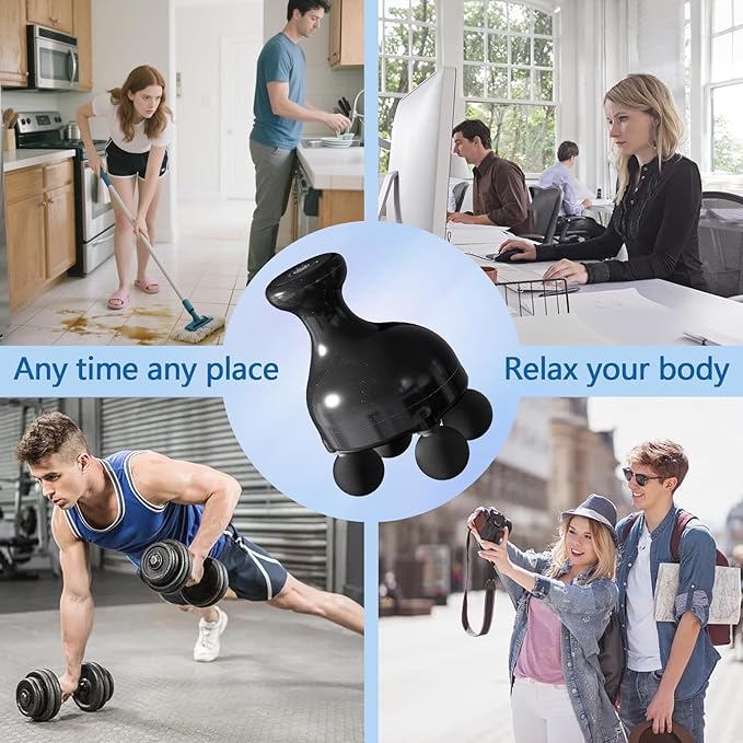 DEITY 4 Heads Handheld Massage Gun Deep Tissue, Electric Body Massager, Percussion Muscle Massager for Easing Shoulder and Back Tension, Perfect Gifts for Man Women, Black