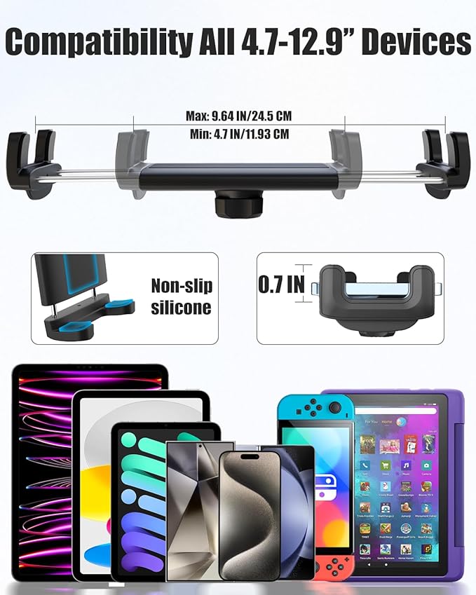 Motorcycle Phone Tablet Mount for 3/4"-11/4" Handlebar, Dual Protection Bike Tablet Holder Fits 4-11" Devices, Bicycle Scooter Handlebar Clamp for iPad Pro/Air/Mini, Galaxy Tab Z Fold