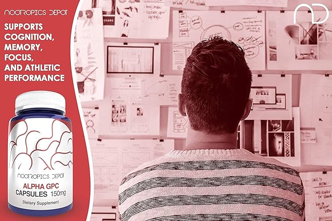 Nootropics Depot Alpha GPC Capsules | 150mg | 60 Count | Choline Supplement | Brain Health Supplement | Supports Healthy Brain Function | Enhance Cognition, Memory + Focus