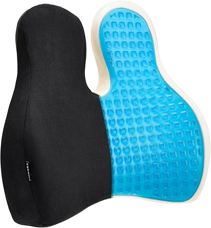 Lumbar Support Pillow for Office Chair and Car Seat - Gel Memory Foam Back Cushion Improve Sitting Posture & Back Pain Relief, Lumbar Support Cushion with Adjustable Strap & Non-Slip
