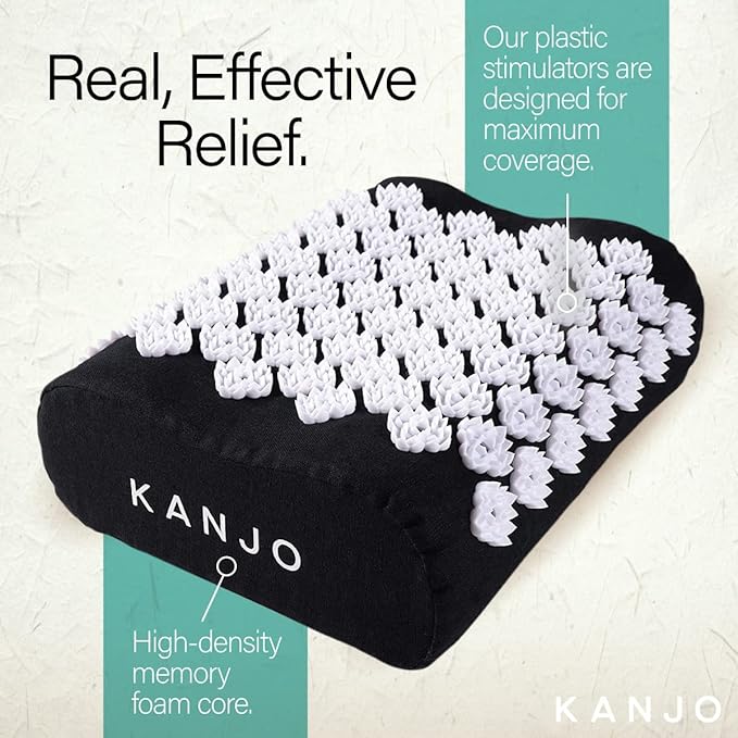 Kanjo Acupressure Cushion | Memory Foam Acupressure Pillow for Back and Sciatica Pain | 100% Cotton Linen Cover