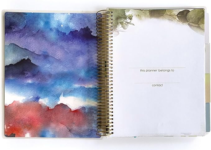 Paper House Productions 12 Month Undated 9.5" Planner with Month and Event Flag Stickers - Watercolor Flora