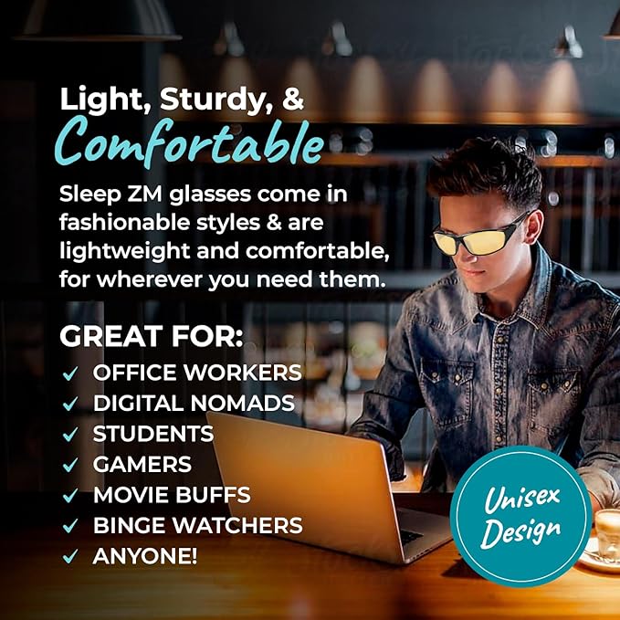 Blue Light Blocking Glasses for Women + Men - Better Sleep + Anti Eye Strain Protection - Computer Screens & Gaming