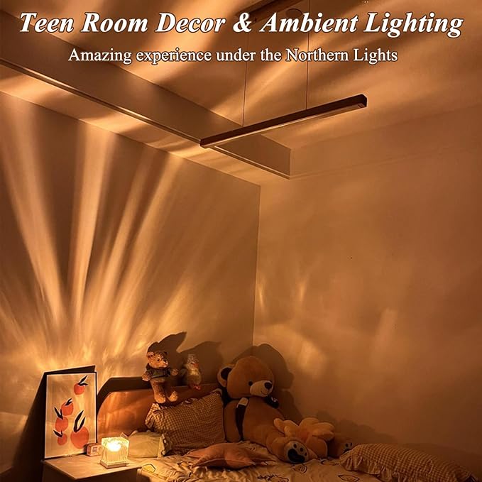 Northern Lights Projector Touch,16 Colors Changing Light Dimmable Mood Lighting, Cube Aurora Glow Lamps with Dynamic Ripple Effect, Remote Galaxy Light Projector for Bedroom Playroom Kids Teens Gifts