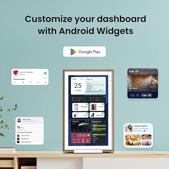 ApoloSign 15.6-inch Digital Calendar: Dual Mode Calendar with Google Play & Multi-calendar Sync, Electronic Planner & Chore Chart, Smart Touchscreen, Interactive Display for Family Schedules (Teak, 15.6")