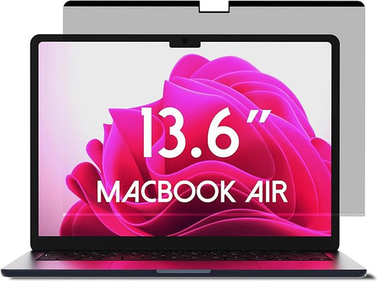 Laptop Magnetic Privacy Screen Protector for 13 & 13.6 inch MacBook Air (2025, M4 / 2024, M3 / 2022, M2) - Blue Light Blocking Security Screen Shield, Anti-Smudge Cover, UV Filter, Computer Private Screen Hider