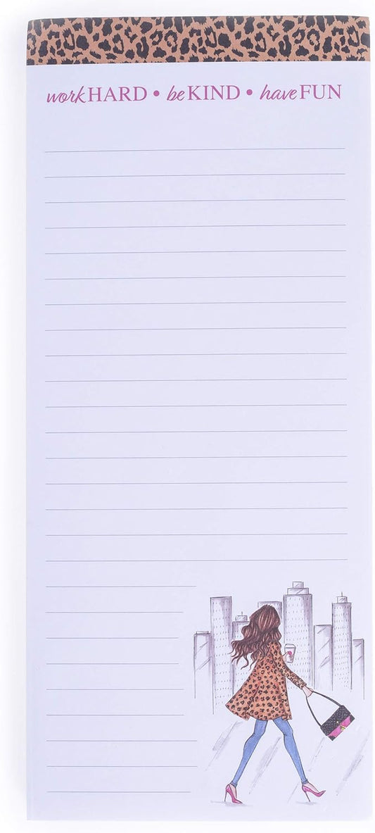 Graphique Magnetic Notepad - Leopard Fashion Girl Grocery and Shopping List - Fun Decorative To-Do List - Perfect House Warming Gifts - 100 Tear off Sheets (4" x 9.25" x .5")