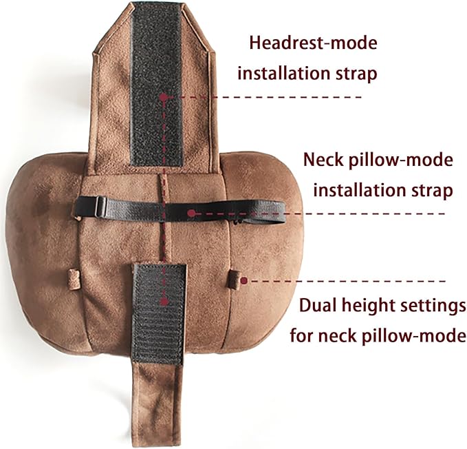 2PCS Car Pillow for Car Neck Pillow for Driving Seat Lumbar Support Soft Cushion with Extra Filling Accessories Back Support for Travel Nap and Trips Sleeping (Coffee, Head and Lumbar)