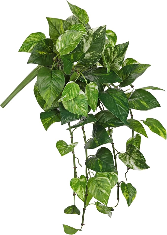 Hollyone Artificial Pothos Hanging Plants 25" Fake Ivy Vine Faux Ivy Pothos Leaves Hanging Plant Greenery for Wall House Room Patio Indoor Outdoor Home Shelf Office Wedding Decor