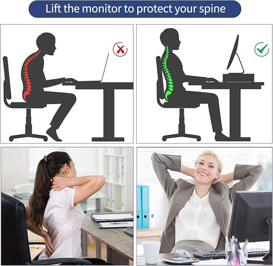 AUPSEN Computer Monitor Stands Riser，2-Tier Desk Organizers and Accessories, Office Desk Accessories Organizer with Drawers and 2 Pen Holder for Office Supplies (Pink)