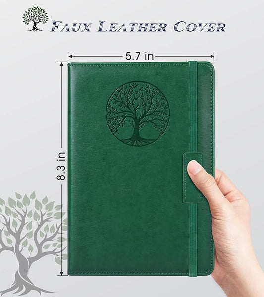 Lined Journal Notebook for Women Men,256 Pages A5 Hardcover Leather Journals for Writing,Travel,Business,Work & School,College Ruled Notebooks for Note Taking,Diary Notepad 5.7"×8.3"(green)