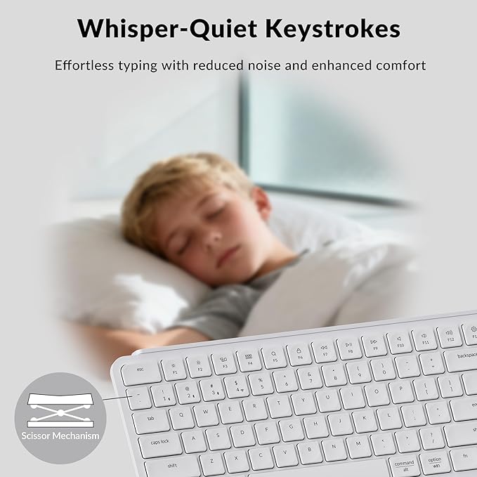 Keychron B6 Pro Ultra-Thin Wireless Keyboard, Full-Size ZMK with Numeric Keypad Quiet Typing, 2.4 GHz/Bluetooth 5.2/Wired Connection Long Battery Life, Compatible with Mac Windows Linux - Ivory White