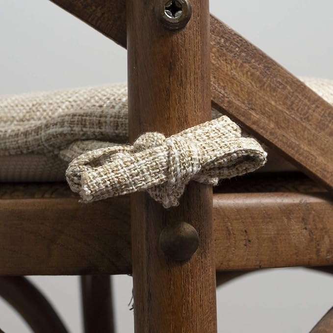 Sweet Home Collection Chair Cushion Memory Foam Pads with Ties Honeycomb Pattern Slip Non Skid Rubber Back Rounded Square 16" x 16" Seat Cover, 2 Pack, Aria Beige 6 pack