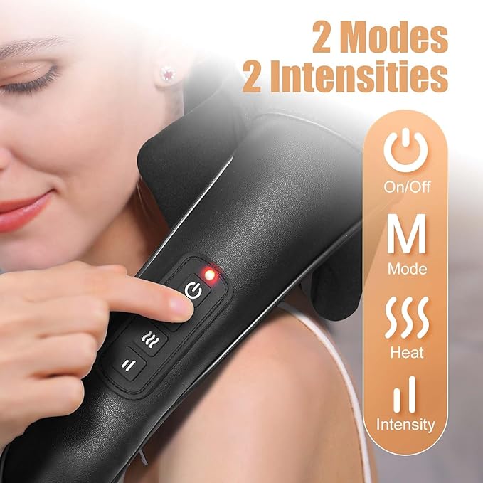 Shiatsu Back and Neck Massager, Cordless Shoulder Massager with Heat, Electric Deep Tissue 3D Kneading Massage Pillow for Shoulder, Leg, Body Muscle Pain Relief, Gifts for Men Women