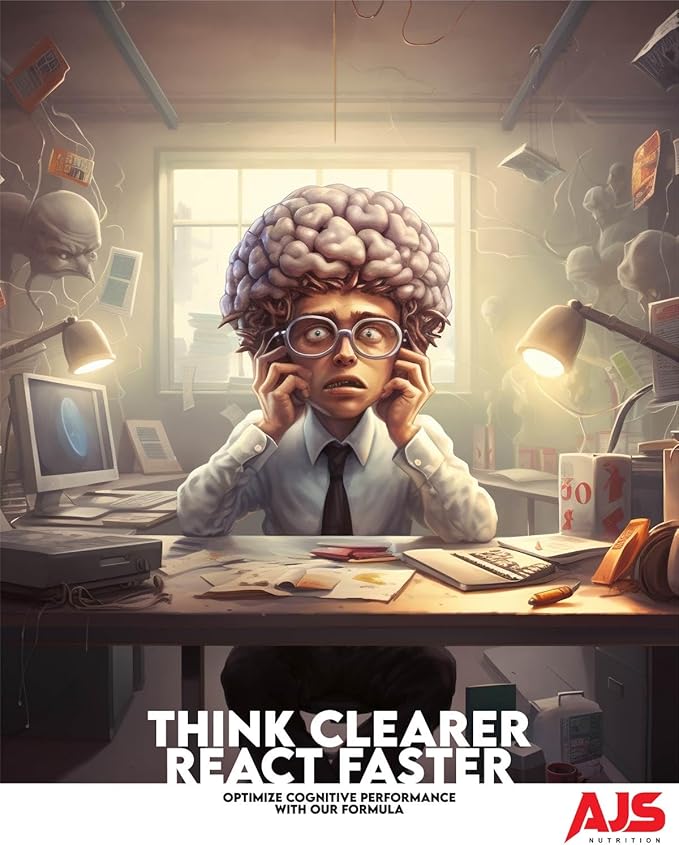 AJS Alpha GPC Nootropic Brain Supplement,Phosphatidylserine,St. John'sWort Ginkgo Biloba,Ashwagandha,Bacopa Monnieri,Pterostilbene,Magnesium Glycinate,Ginkgo Biloba,5-MTHF,Huperzine A 60CT,90 capsules