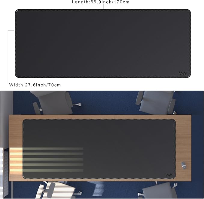 VYAAA Leather Desk Mat, 66.9"×27.5" Large Mouse Pad, Desktop Protector for Desk, Multifunctional Keyboard Mouse Pad for Home or Office (Black)