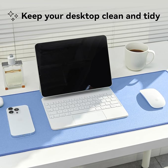 Waterproof Large Gaming Mouse Pad with Durable Stitched Edges, Non-Slip Rubber Base, Grainy Jacquard Mouse Mat Desk Pad for Home Office Gaming, 31.5"x11.8"x0.12", Blue