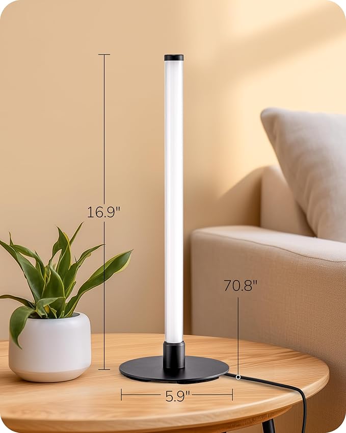 EDISHINE LED Table Lamp, Modern Slim Bedside Lamp with 360° Illumination, Stepless Dimming & 3 Color Temperature, Nightstand Lamp for Bedroom, Living Room, Black