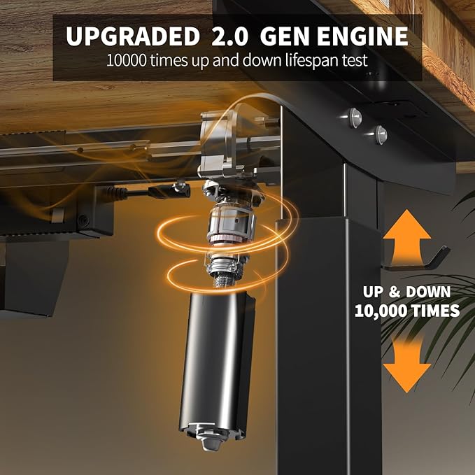 63 * 30 Inches Electric Standing Desk Adjustable Height with 4 Drawers, Double Storage Shelves, Home Office Workstation Sit Stand up Desk (Light Rustic Brown)