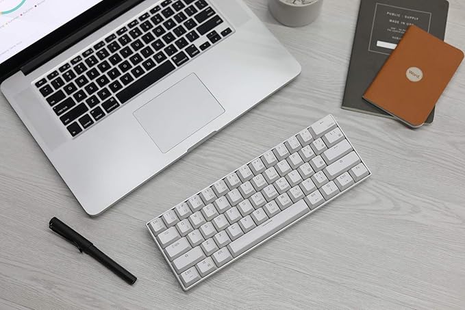 RK ROYAL KLUDGE RK61 Wireless 60% Mechanical Gaming Keyboard, Ultra-Compact 60 Keys Bluetooth Mechanical Keyboard with Programmable Software (Blue Switch, White)